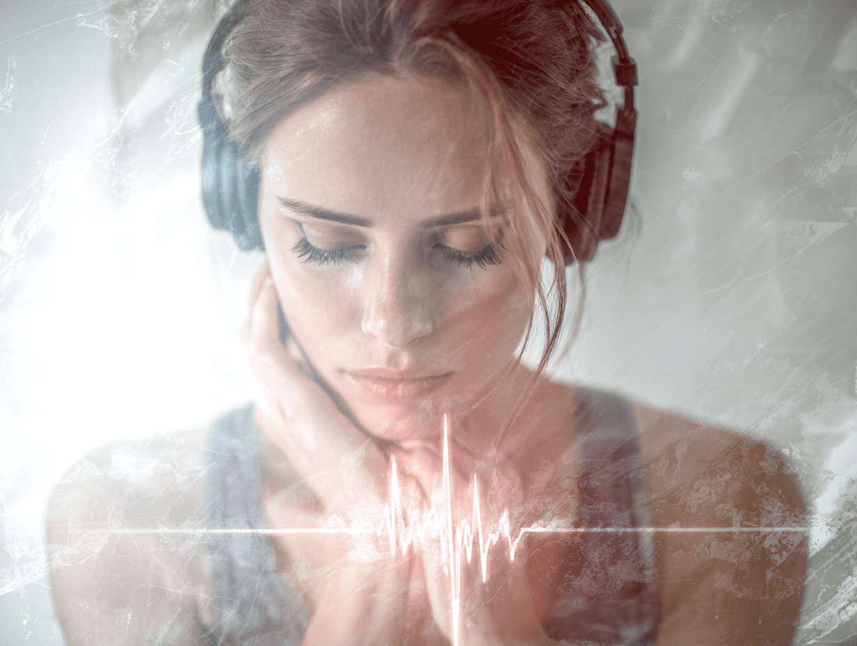 Headphones and EEG waveforms